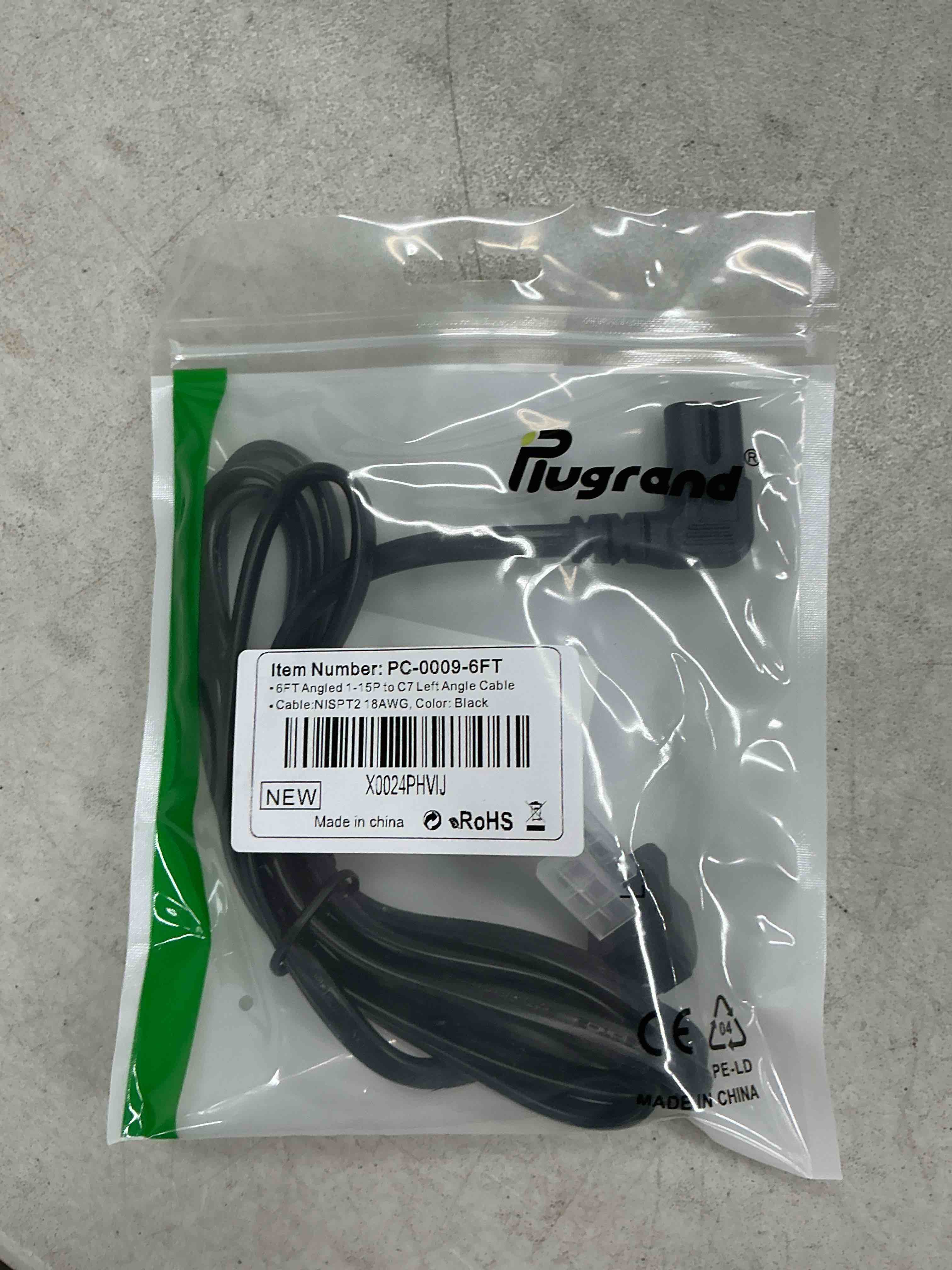 Condition photo showing Good Condition for 6ft power cord, lcd tv power cable 90° angled 2-prong figure 8 power cords angled l-type iec c7 (figure 8) replacement power cord for samsung tv monitors, iec c7 to nema 1-15p 6-feet