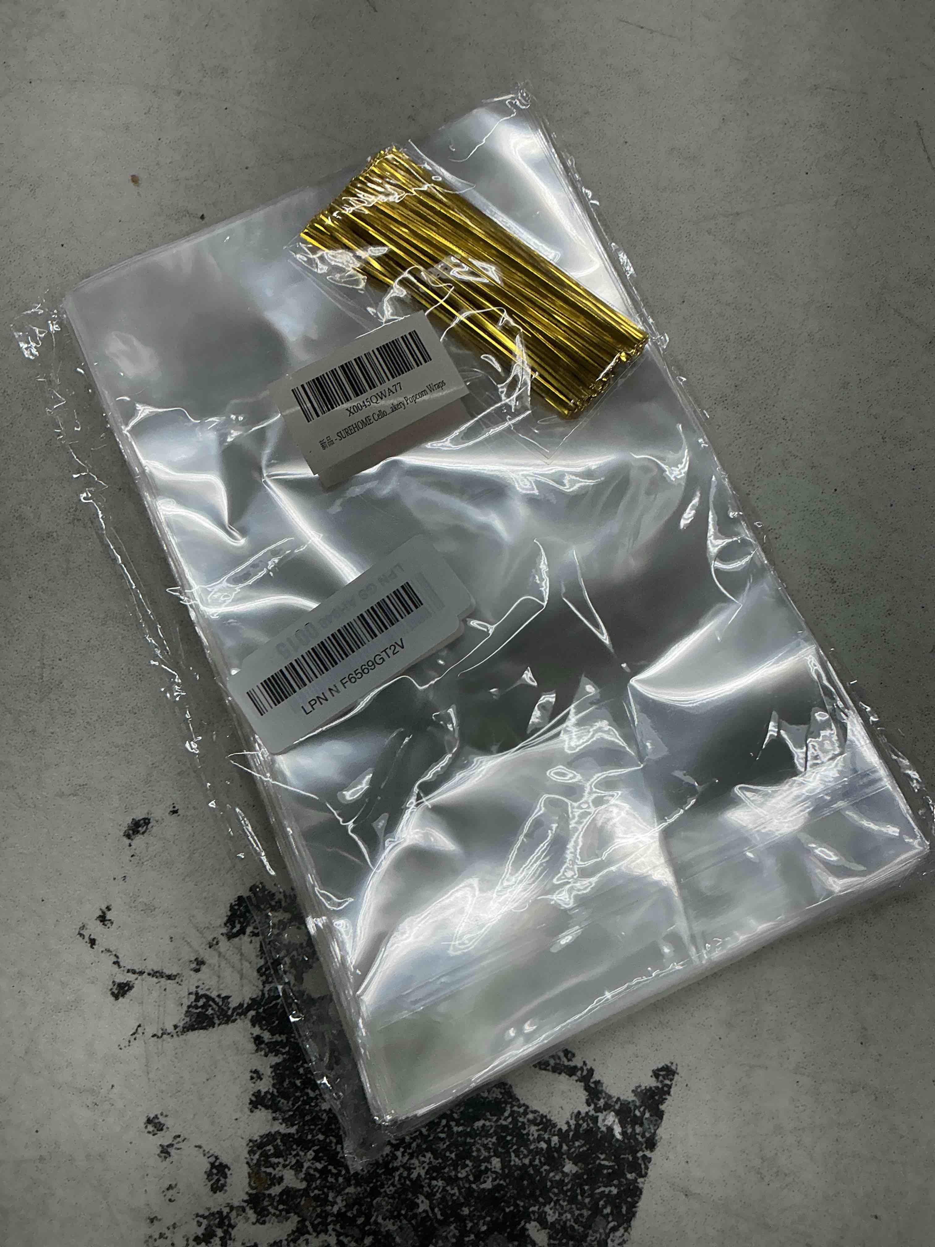 Condition photo showing Good Condition for surehome cellophane bags, 100 pack clear gift bag cellophane treat bags with ties 6x10 inch plastic small cello candy bag for cookies birthday party favors graduation gift goodie bakery popcorn wraps