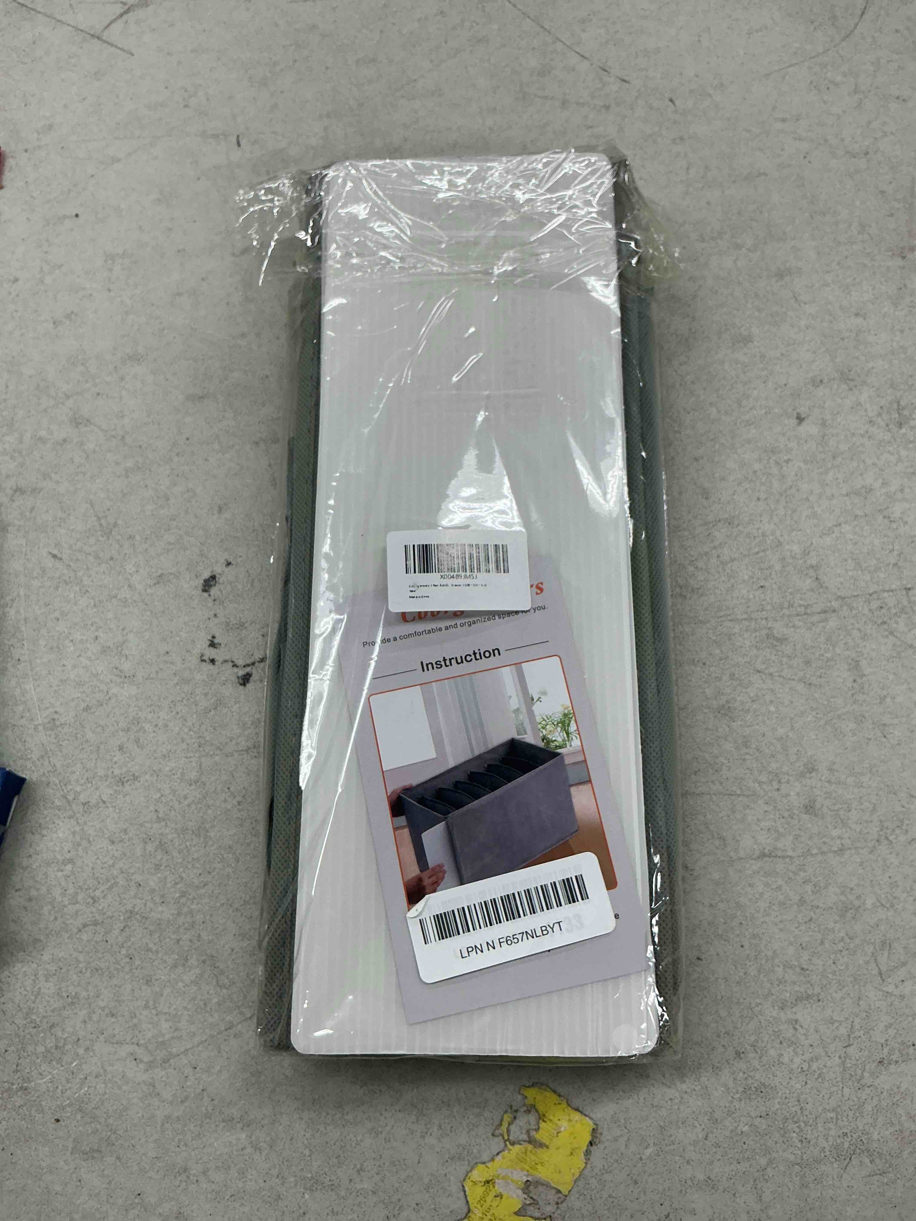Condition photo showing Good Condition for 3 packs fabric belt organizer for closet and drawer, foldable 6 grids dresser drawer organizers, belt tie holder, tie box-grey