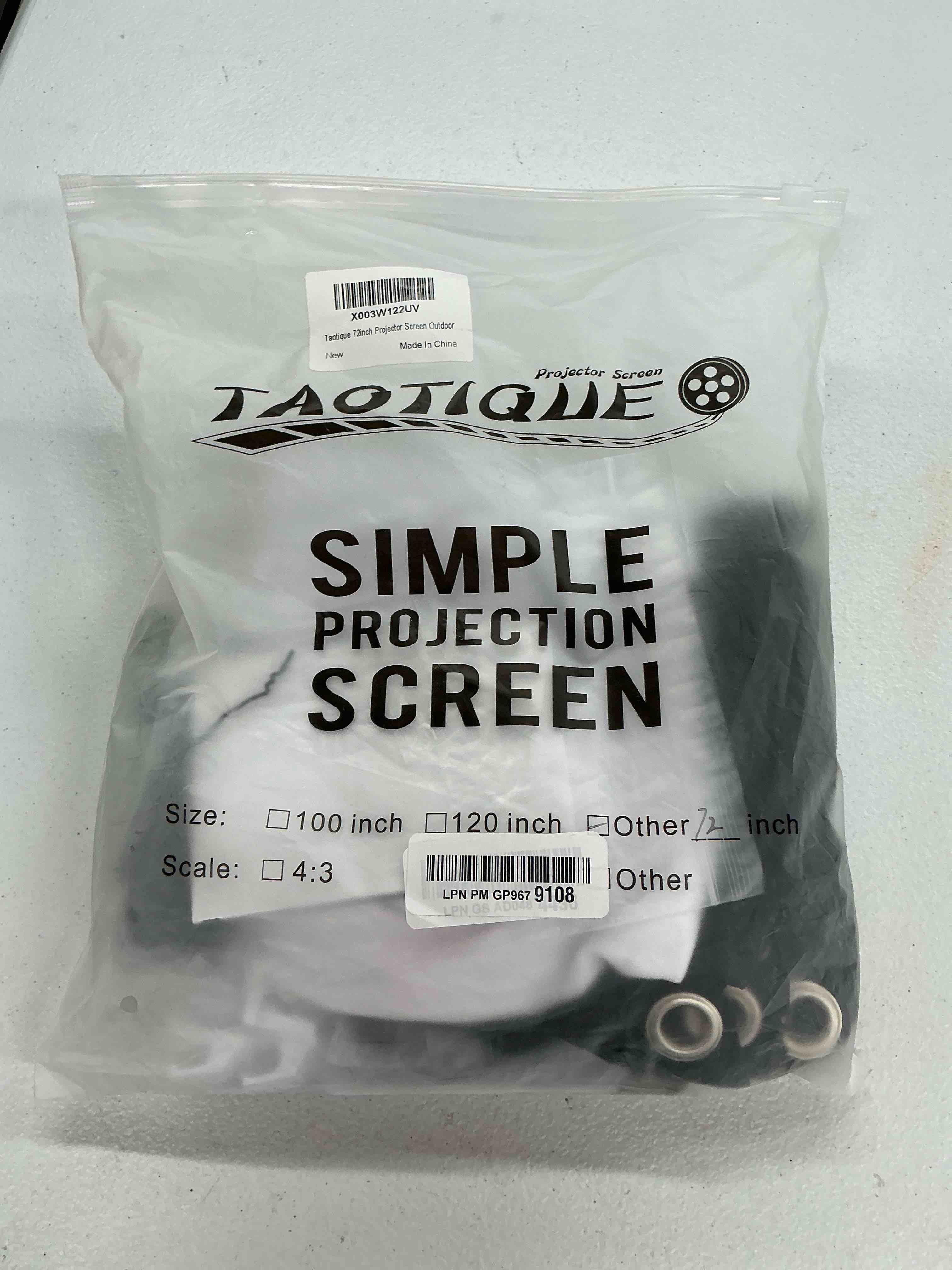 Condition photo showing Good Condition for projector screen 72 inch, movie projector screen 16:9 hd foldable and portable anti-crease indoor outdoor projection double sided video projector screen for home, party, office, classroom