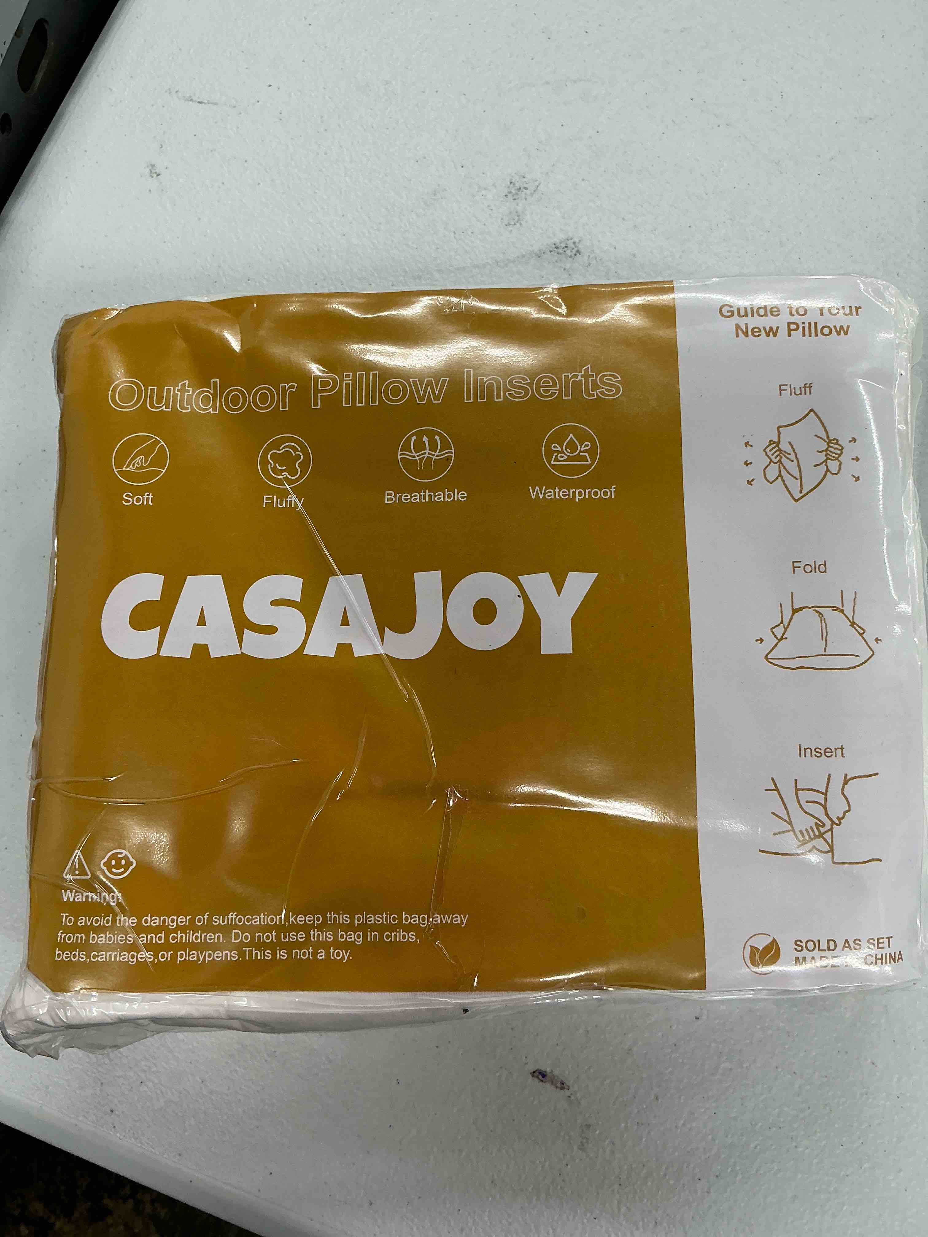 Condition photo showing Good Condition for pack of 2 12x20 outdoor pillow inserts, water resistant throw pillow inserts, outdoor lumbar pillow for patio, furniture, sofa, bed, living room, garden decorative waterproof pillow inserts white ?2 pack? 12x20 inch