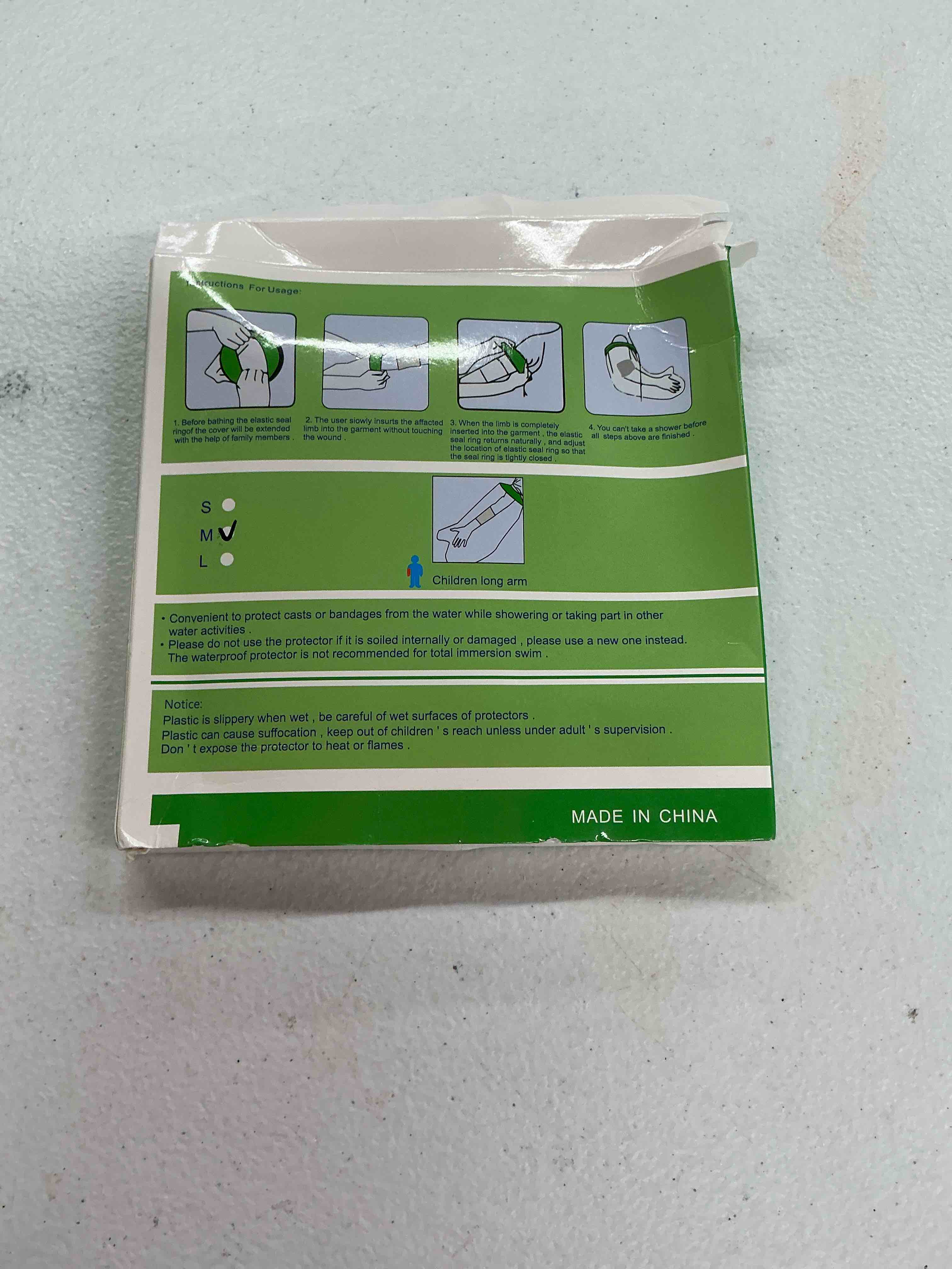 Condition photo showing Good Condition for kids waterproof arm cast covers for shower & bath, reusable arm cast protector to keep cast dry, comfortable & durable for daily use, after surgery, broken arm, wound or bandage (arm-m) light blue arm-m (20.5" length)