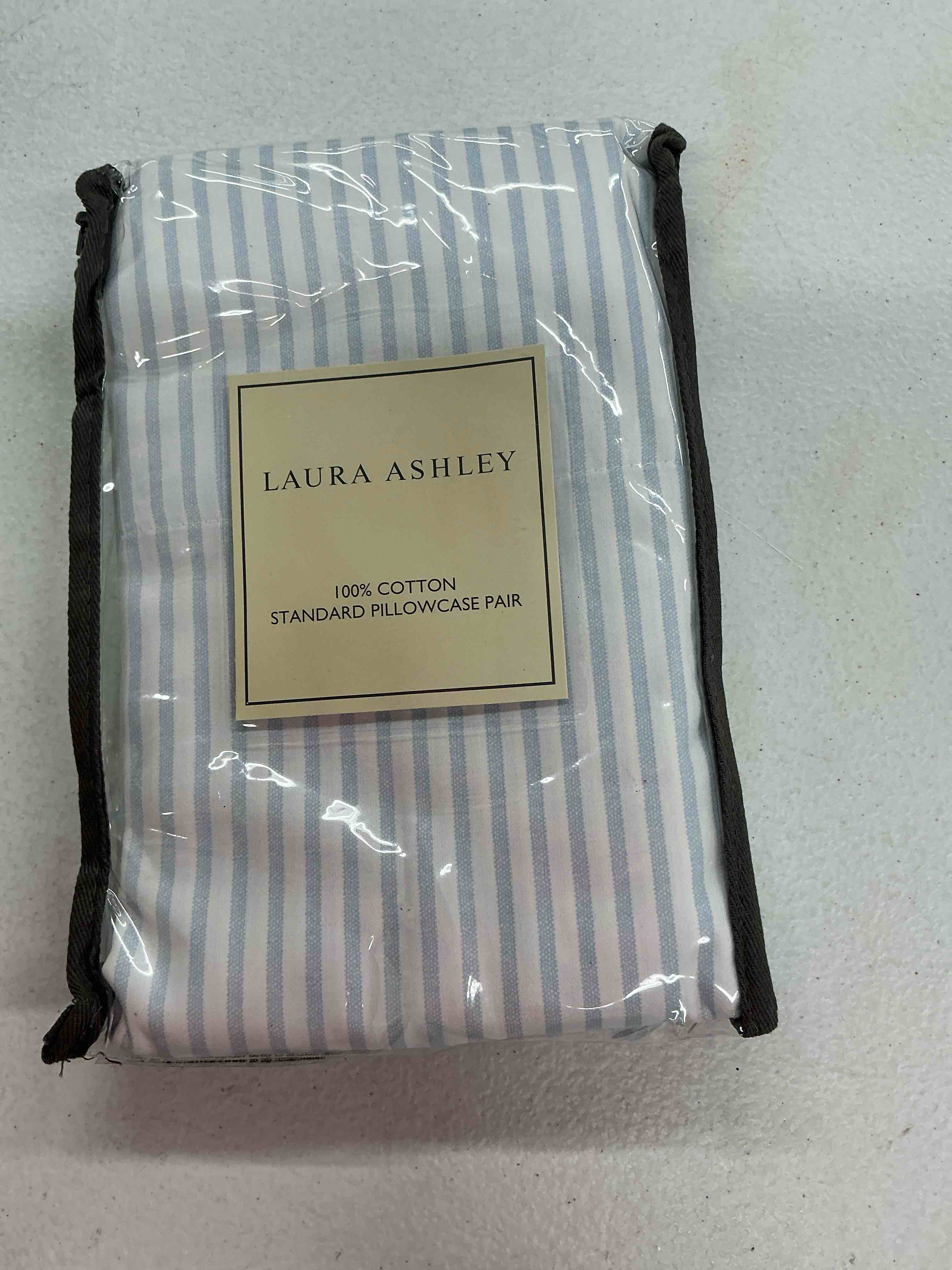 Condition photo showing New/Like New for laura ashley home - standard pillowcase set, breathable percale cotton bedding, crisp & cool home decor (ramona blue, 2 piece) (ushshc1226257)