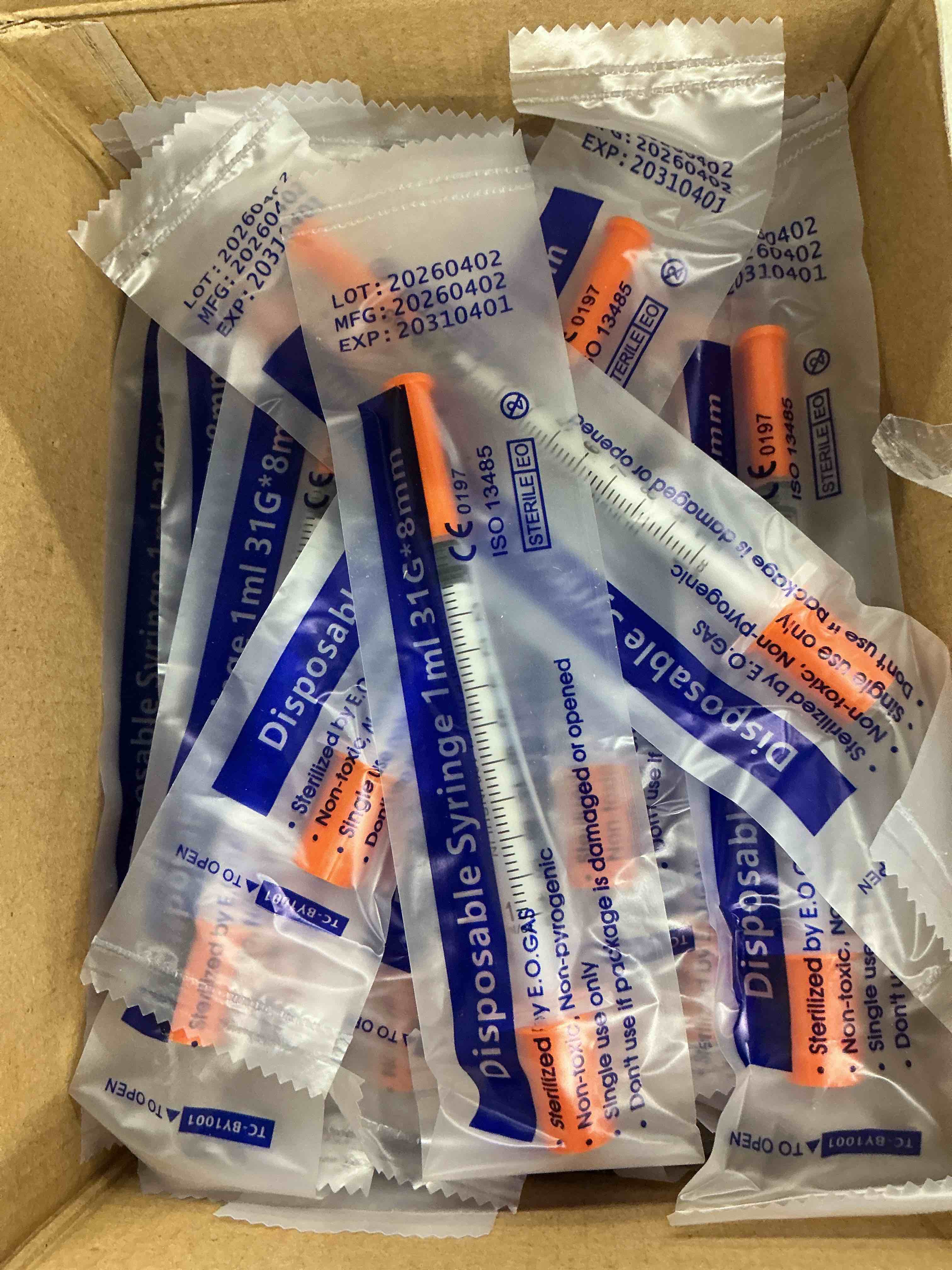 Condition photo showing Good Condition for 100 pack 0.5ml disposable syringes with 30g 1/2" (12.7mm) fixed needle - u-100 precise scale, low dead space, individually wrapped 30g 1/2cc 1/2" (12.7mm) 100.0