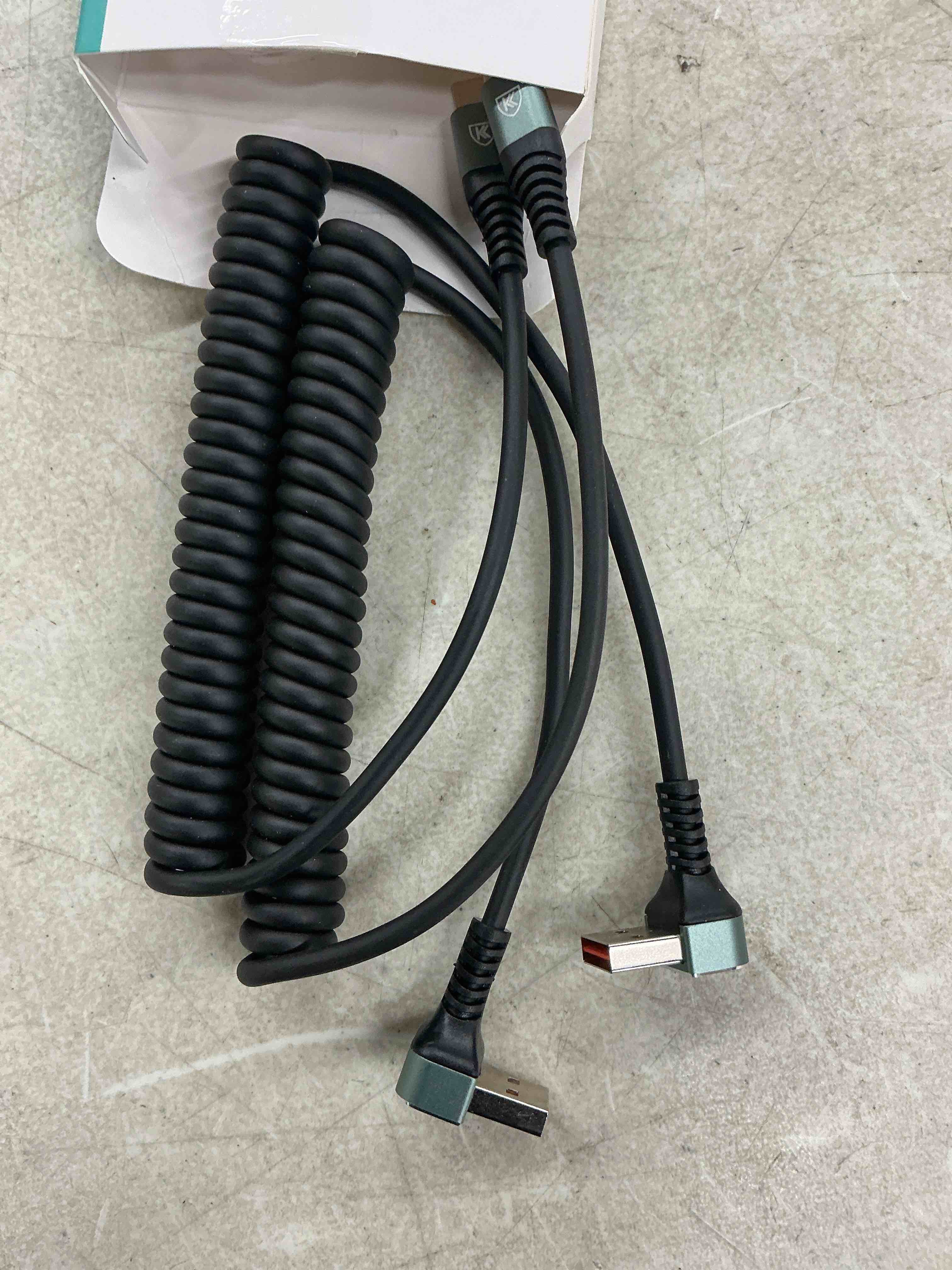 Condition photo showing Good Condition for 90 degree usb a to usb c cable, 2pack 3ft coiled usb type c cable for car, usb-c fast charging cable compatible with iphone 17/16/15/samsung galaxy s20 s10 s9 s8 plus note 10 and more usb c devices 3ft usb a to usb c grey