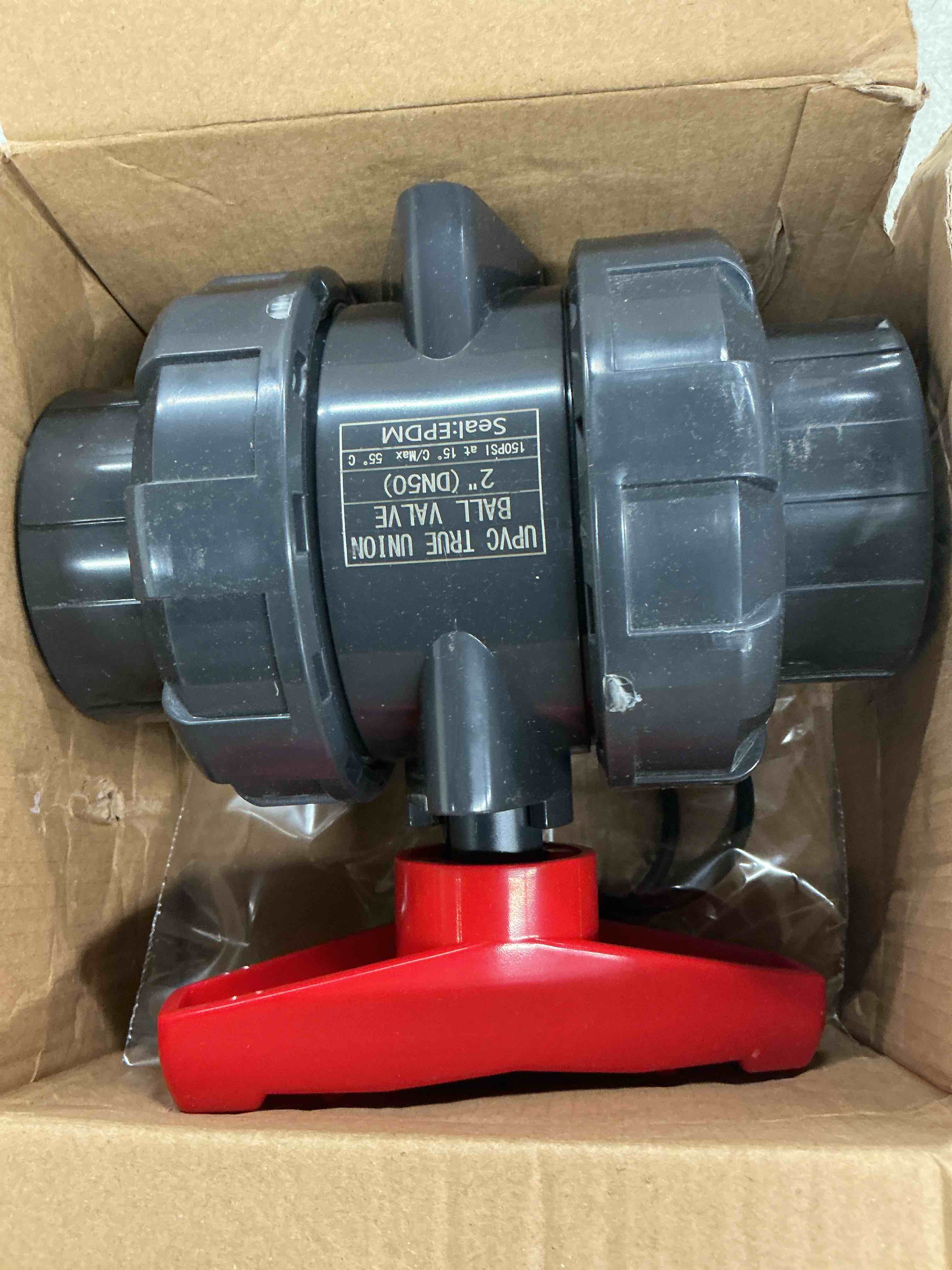Condition photo showing Good Condition for 2 inch union ball valve heavy duty sch80 upvc full flow shut off control valve with double true union slip socket connection full port, swimming pool plastic valve, for water system