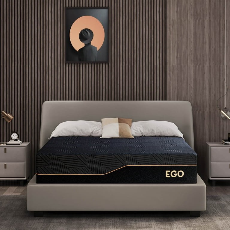 MLILY Ego Black Queen Mattress in a Box, 14 inch Cooling Gel Memory Foam Mattress, Firm