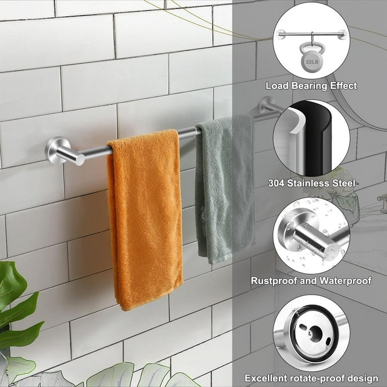 UU&T Bathroom Towel Bar, Adjustable Towel Rack 14.6inch-26.4inch, Heavy Duty and Rustproof, Wall Mounted Stainless Steel Towel Rack, Silver