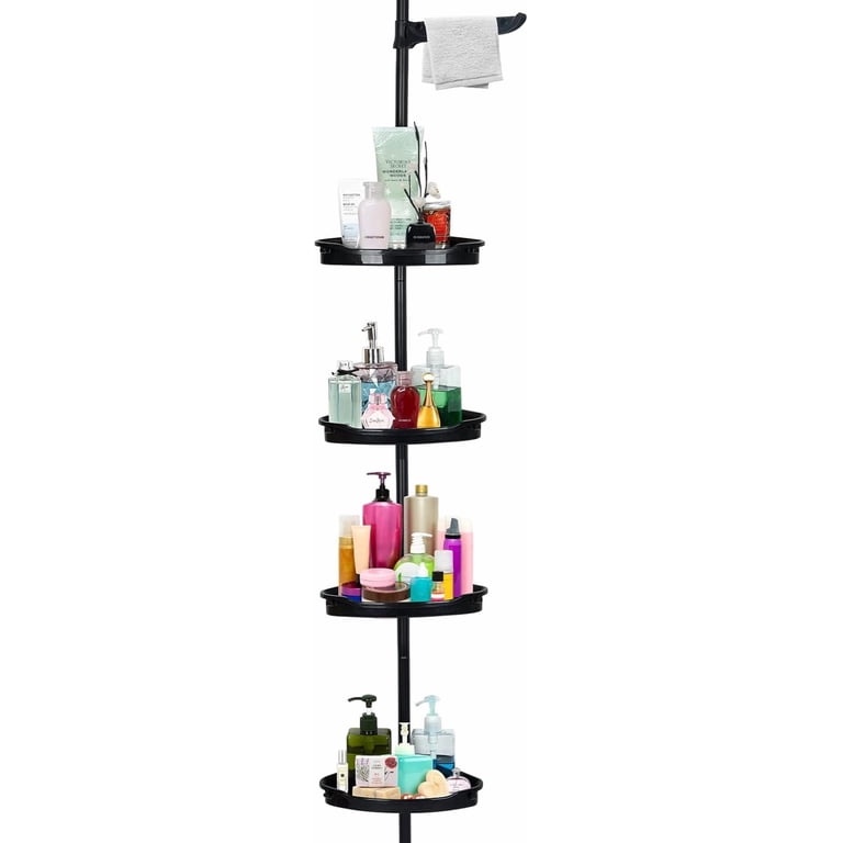 Corner Shower Caddy Tension Pole Home Tension Pole Shower Caddy With 4 Basket Shelves With Towel Bars, 4-Tier Bathroom Accessories Rust-Resistant Shower Organizer, Corner Shower Caddy for Bathroom