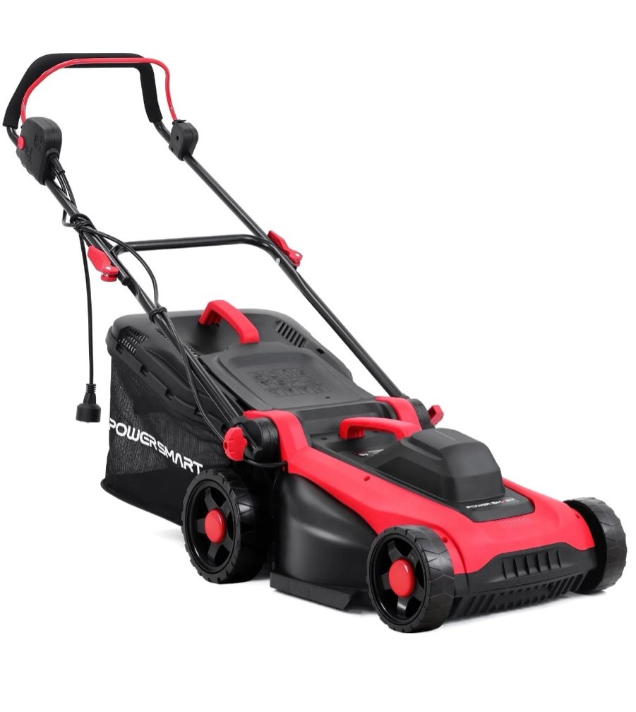 PowerSmart 14" 120V 13A 2-in-1 Electric Push Lawn Mower, Easy Handling