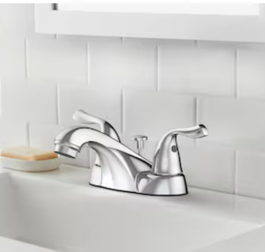 Project Source Polished Chrome 4-in centerset 2-handle WaterSense Low-arc Residential Handle