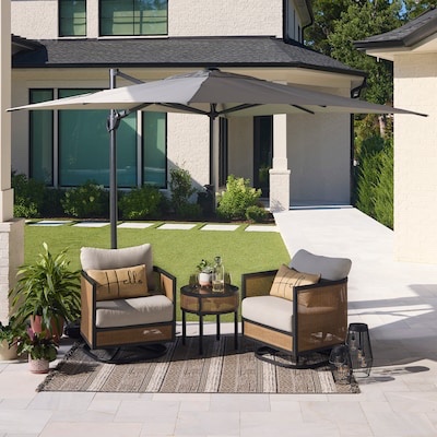 allen + roth 8-ft Aluminum Gray Slide-tilt Cantilever Patio Umbrella with Base