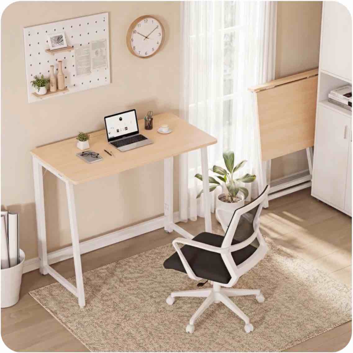 CONCETTA Lightweight Folding Desk 31.5", Space Saving Workstation, Portable Computer Table for Small Home Office & RV, Easy Set Up, Oak