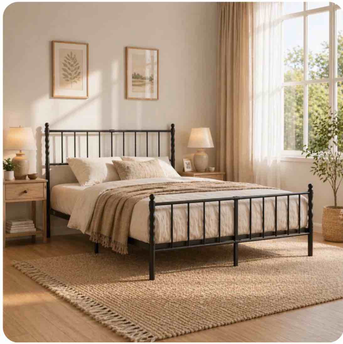 Bedsunus Classic Metal Platform Bed Frame with Headboard and Footboard  Heavy Duty Steel Mattress Foundation  No Box Spring Needed  Queen