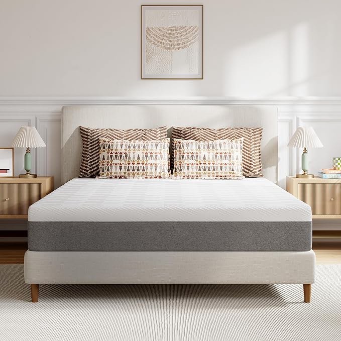 Novilla Queen Size Mattress, 10 Inch Memory Foam Mattress Queen in a Box (**grey color**)