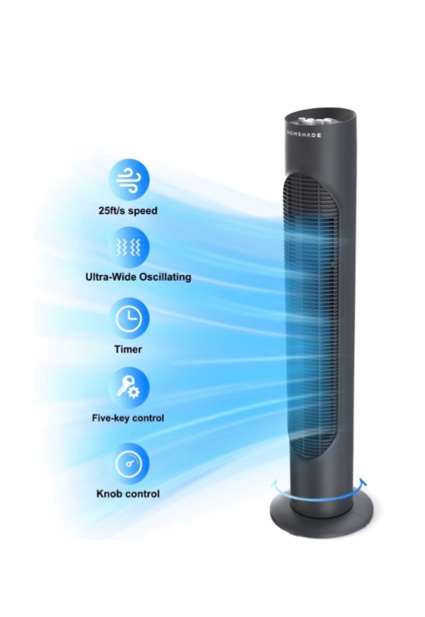 Tower Fan, 32" Wide Oscillating Cooling Fan with 3 Speeds 3 Wind Modes ,Timer,Pentatonic Button,Standing Fan for Home,Bedroom & Office