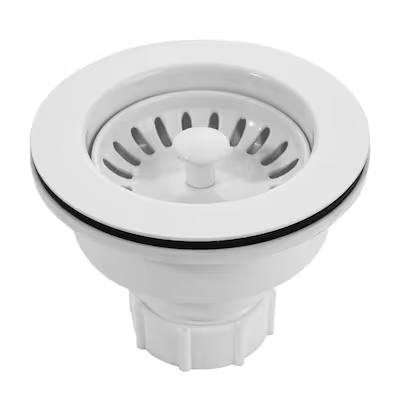 allen + roth 3.5-in White Plastic Rust Resistant Strainer with Lock Mount Included
