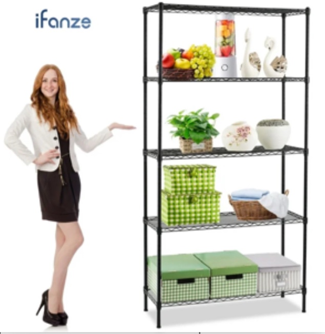 5-Shelf Steel Wire Tier Layer Shelving 72"x36"x14" Storage Rack