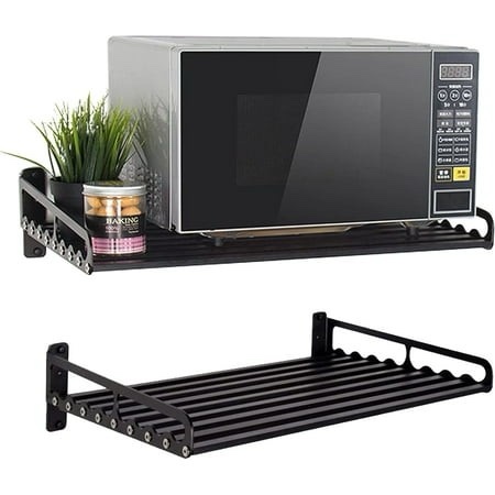 Jollebone Microwave Oven Rack 23.58"x15.52" Wall Mount Holder Shelf Kitchen Wall Pot Pan Rack