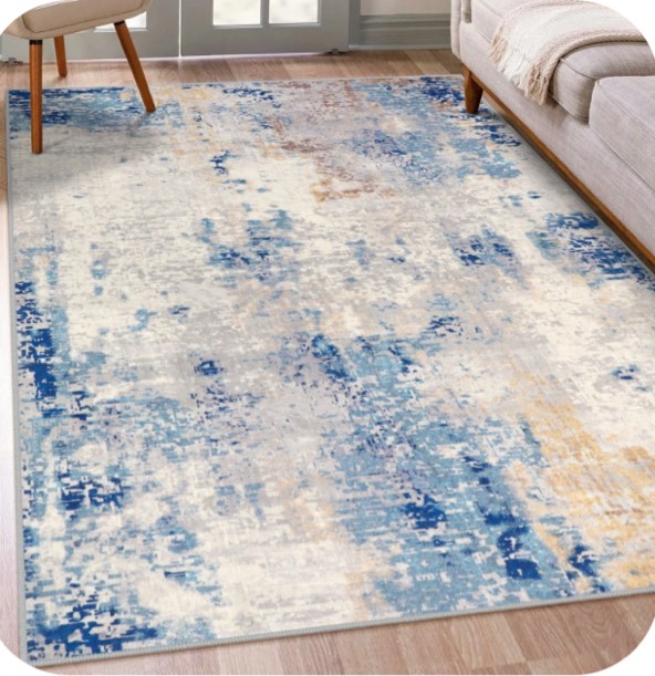 Moynesa 5'x7' Area Rug for Living Room Modern Abstract Soft Washable Rug Large Indoor Low Pile Accent Rug Stain Resistance Soft Carpet for Nursery Office Couch Entrance Kitchen,Blue