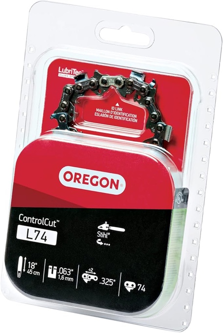 Oregon L74 ControlCut Replacement Chainsaw Chain for 18-Inch Guide Bar, 74 Drive Links, Pitch: .325", .063" Gauge, Fits Stihl Models with 18" bars and .325" Sprockets Gray