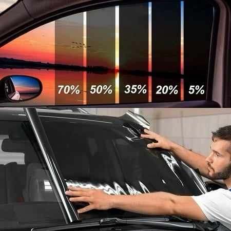 BSHAPPLUS® 30% VLT Tinted Window Film, 26"x 79" Car Window Tint, Scratch-Resistant Tint Film, Privacy Window Film, Uncut Windshield Sun Shade Roll,Car Shade Front Windshield,Black Auto Tint