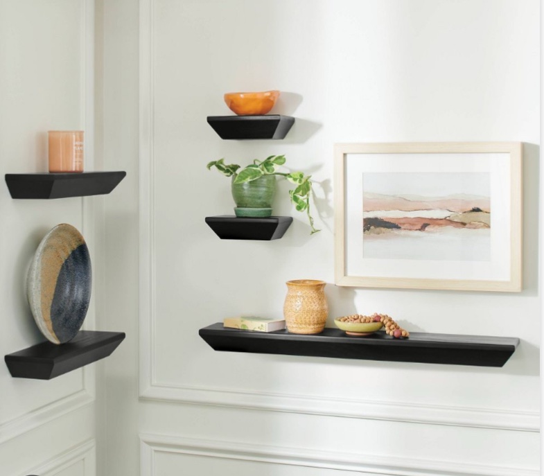 5pc Wedge Shelves Black - Threshold™: Wood Frame, No Assembly, Decorative Wall Mount, 24" Width