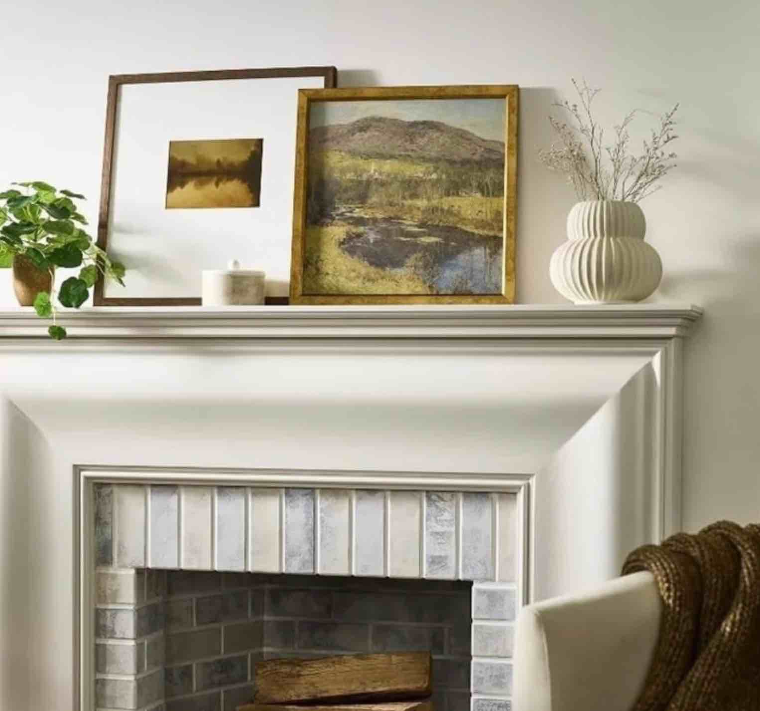 18"x18" Mountain Landscape Framed Wall Art: Gold Frame, Canvas Material - Threshold™ designed w/Studio McGee