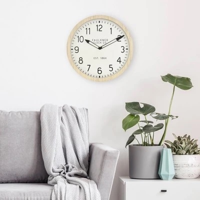 16" Wall Clock Wood - Threshold™: Round MDF, Off-White Face, Traditional Style