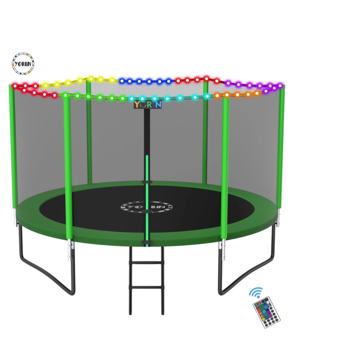 YORIN Trampoline for 3-4 Kids, 10 FT 8 FT Trampoline for Adults with Enclosure Net, Ladder, 1000LBS Weight Capacity Outdoor Round Recreational Trampoline, Heavy Duty Upgrade Trampoline