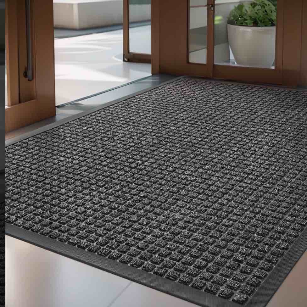 SIXHOME Outdoor Mat Non Slip Doormat 48"x71" Front Door Mat Outside Absorbent Rubber Welcome Mat Low Profile Dirt Trapper Indoor Outdoor Doormat Thicken Checker Entryway Rug Floor Mat Gray