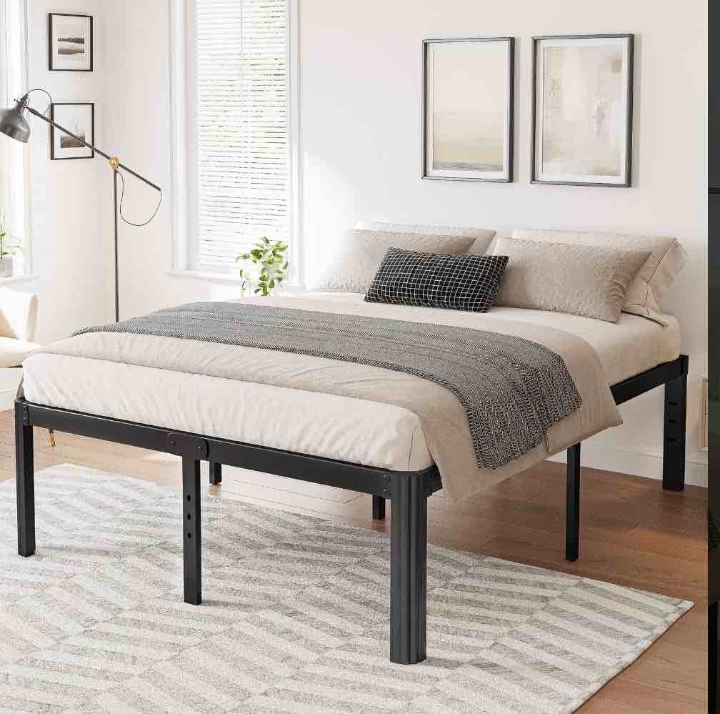 ULIESC 14 Inch High King Bed Frame No Box Spring Needed, Heavy Duty Metal Platform Bed Frame King with Round Corners, Easy Assembly and Noise-Free, Black
