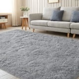 Nefoso Shag Area Rug, 9' x 12' Soft Fluffy Area Rugs for Living Room Bedroom Kids Room Decor Carpet, Light Gray