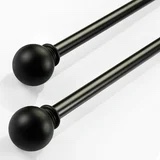 Deco Window 2 Pack Black Adjustable Curtain Rod with Finial & Bracket Set - 48" to 84" 5/8" Diameter