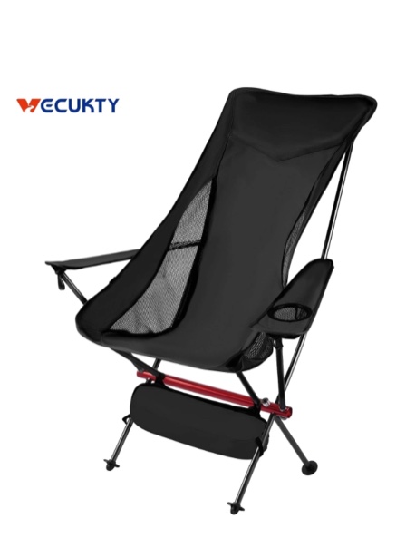 VECUKTY Ultralight High Back Camping Chair, Lightweight Folding Chairs with Headrest, Portable Compact for Outdoor Camp, Hiking, Picnic, Backpacking,Black
