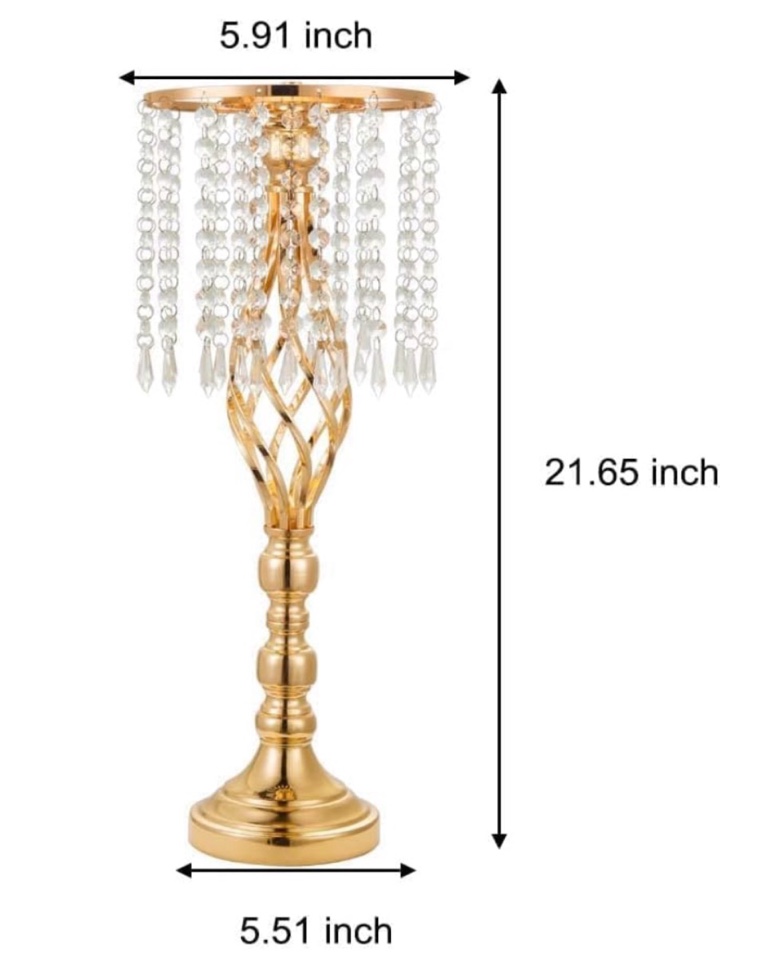 20 pcs 21.65 Inch Wedding Gold Flower Centerpieces Crystal Metal Flower Vase Wedding Centerpieces for Tables Decorations 20 21 Inch