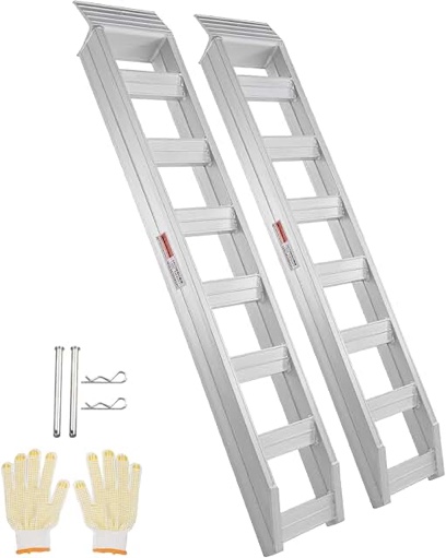VEVOR Aluminum Ramps, 8810 lbs, Heavy-Duty Ramps with Top Hook Attaching End, Universal Loading Ramp for Motorcycle, Tractor, ATV/UTV, Trucks, Lawn Mower, 72" L x 15" W, 2Pcs