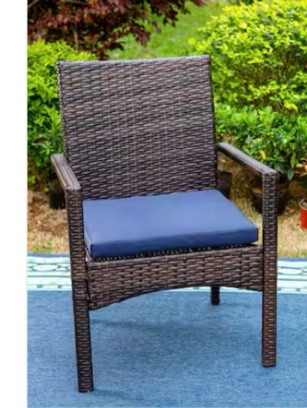 Black Rattan Metal Patio Outdoor Dining Chair With Cushion
