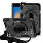 ELEHOLD Case for iPad, Shockproof Case with 360 Rotating Adjustable Shoulder Hand Strap & Stand (Black)
