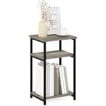 Furinno JUST Side Table, 3-Tier Modern Metal Frame End Table with Open Shelf, Night Stand, Bedside Table, Easy Assembly, for Living Room, Bedroom