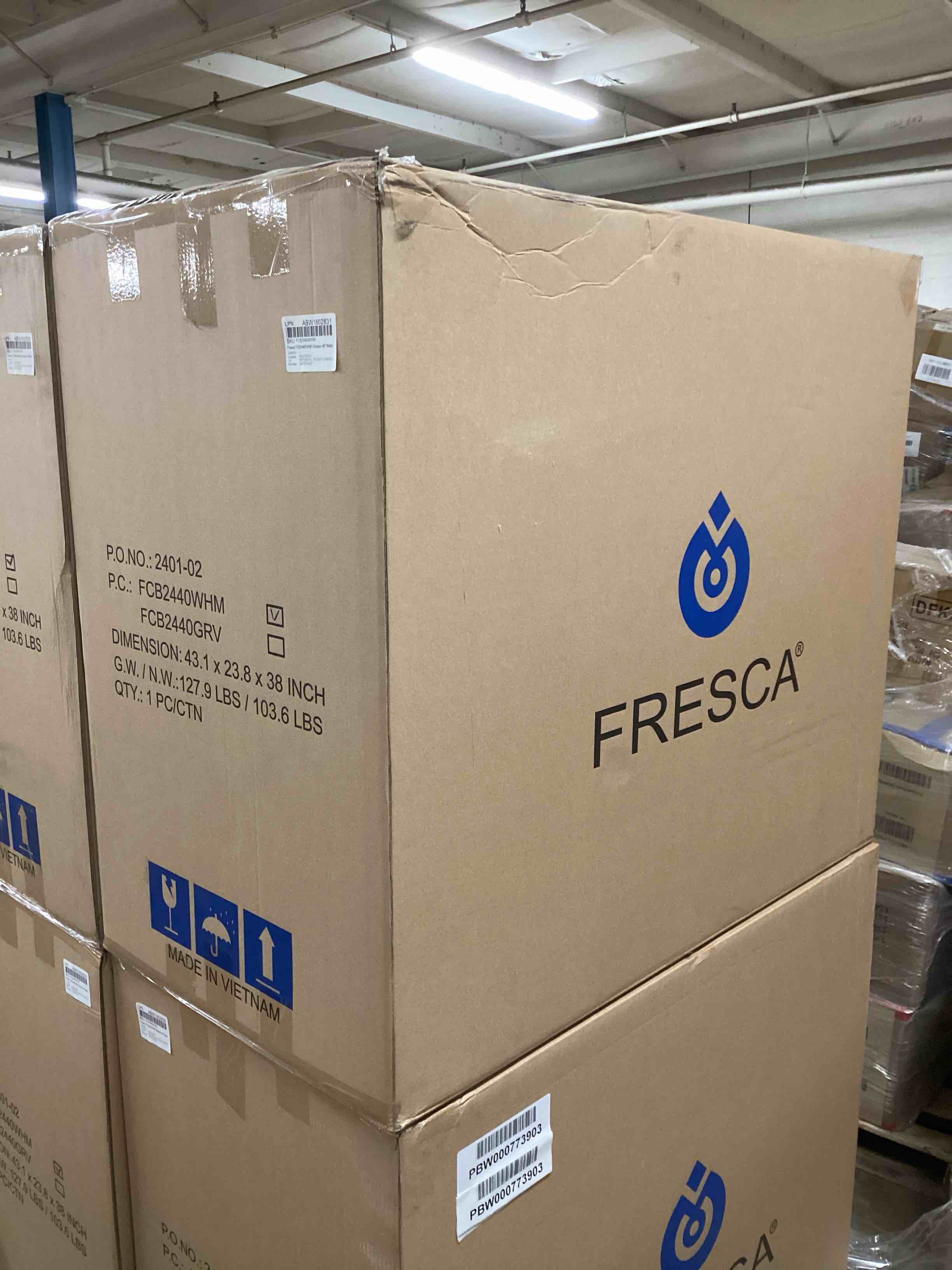 Condition photo showing Brand New for Fresca Windsor 40-Inch Matte White Bathroom Vanity Base Cabinet Without Top - FCB2440WHM