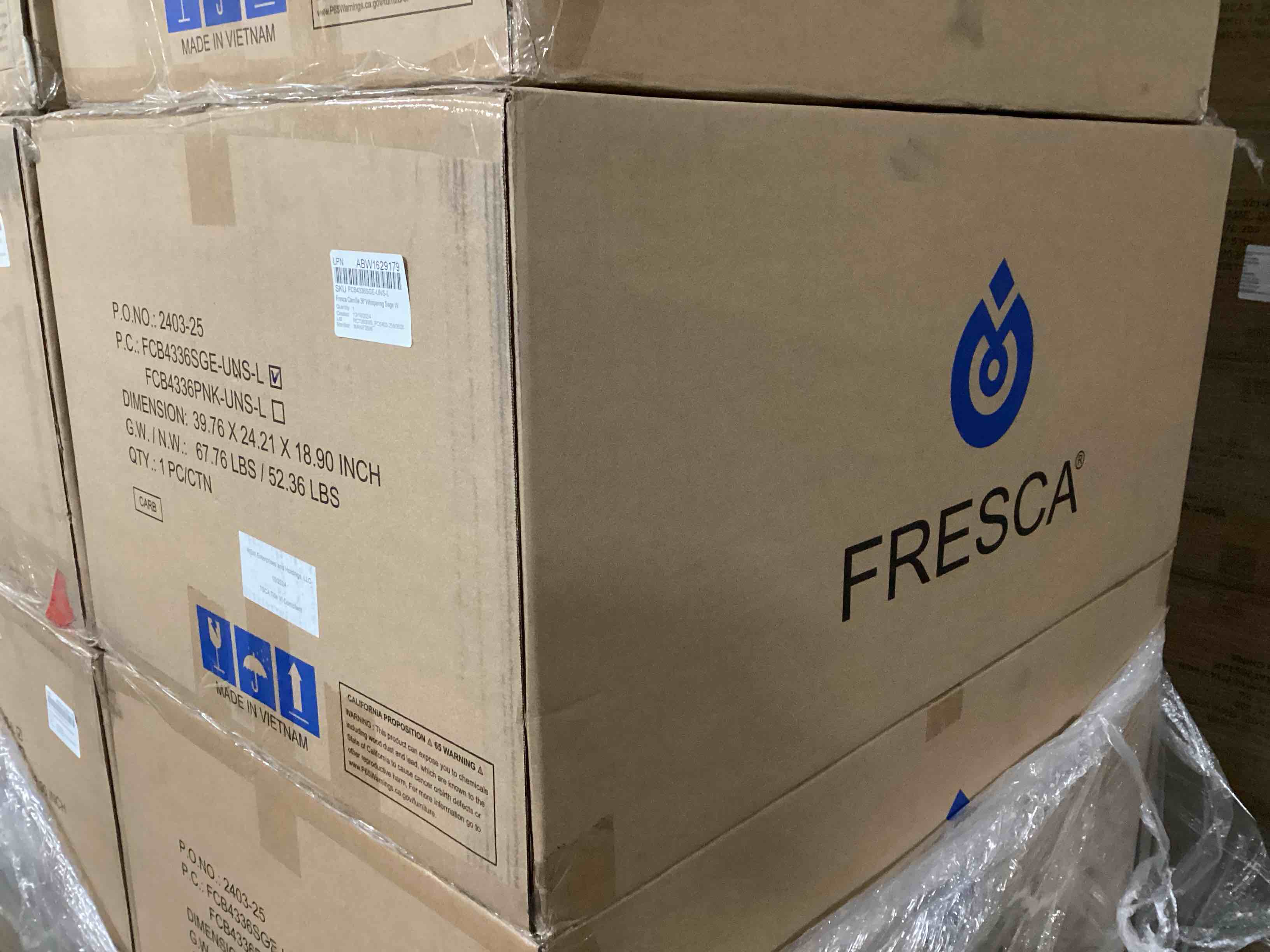 Condition photo showing Brand New for Fresca Camille 36-Inch Whispering Sage Bath Vanity Cabinet Without Top - FCB4336SGE-UNS-L