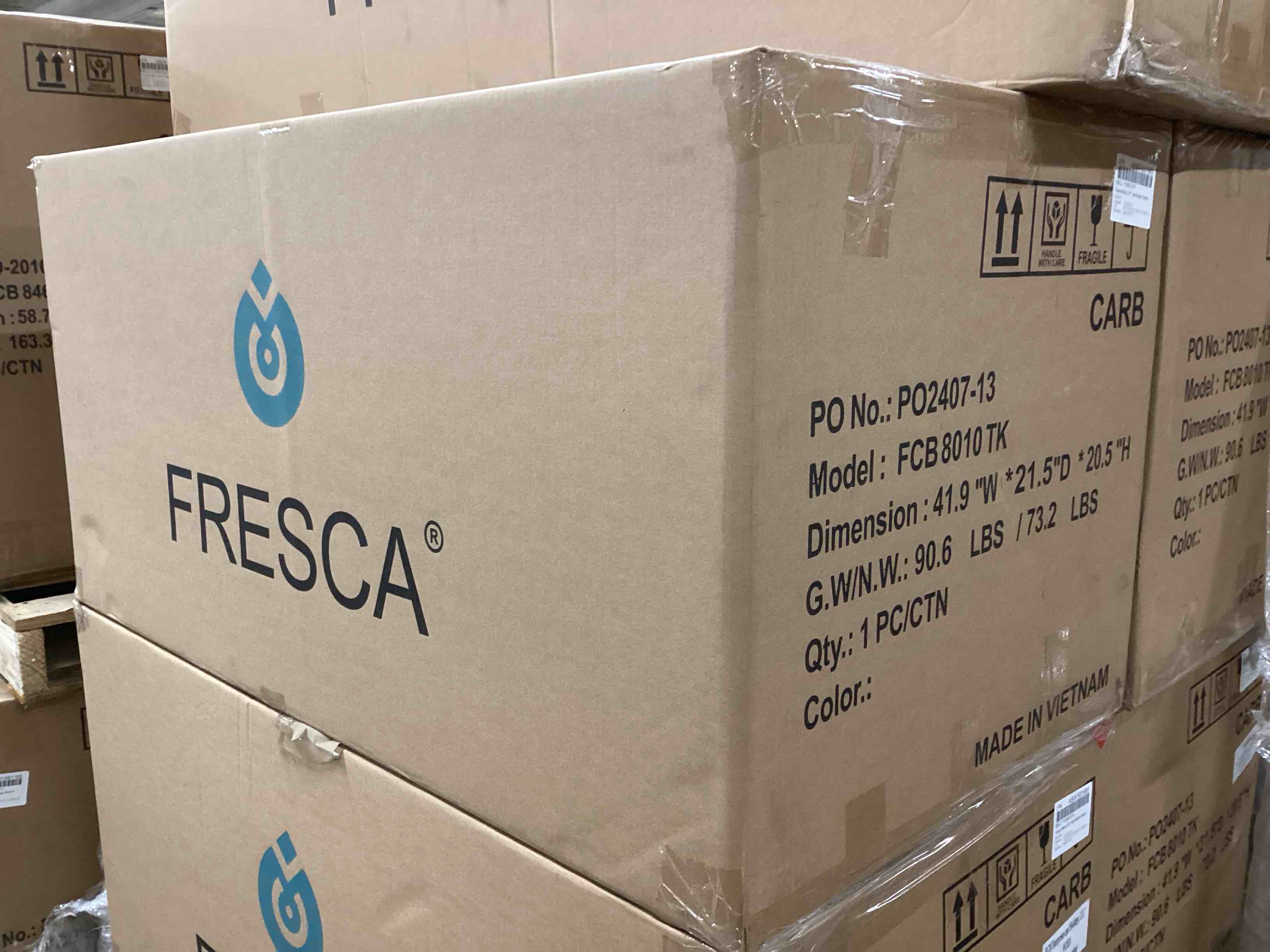 Condition photo showing Brand New for Fresca Mezzo 39-Inch Teak Bathroom Floating Vanity Base Cabinet Without Top - FCB8010TK