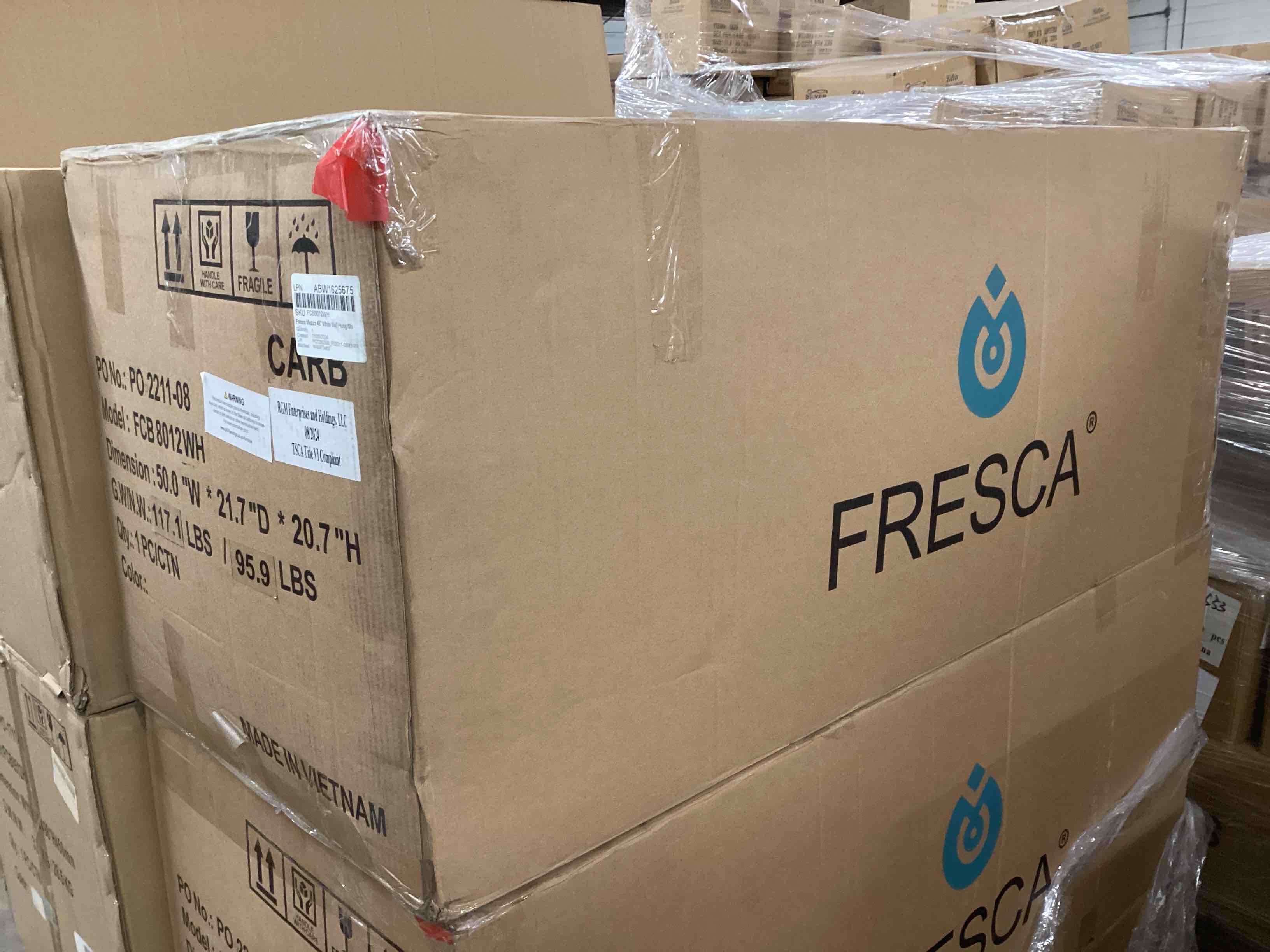 Condition photo showing Brand New for Fresca Mezzo 47-Inch White Floating Bathroom Vanity Base Cabinet Without Top - FCB8012WH