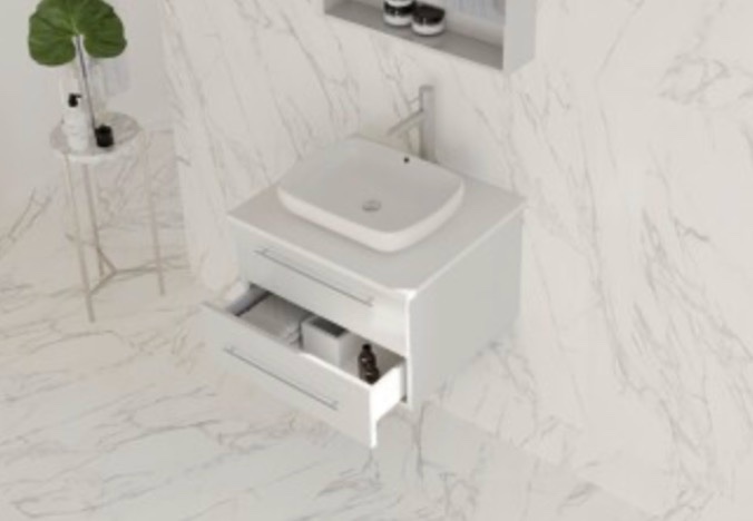 Fresca 24-Inch White Marble Countertop For Vessel Sink - FCT6185WH (Countertop Only - Sink Not Included)