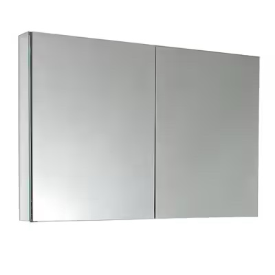 fresca senza 40-in x 26-in surface/recessed mount mirror mirrored rectangle medicine cabinet - fmc8010