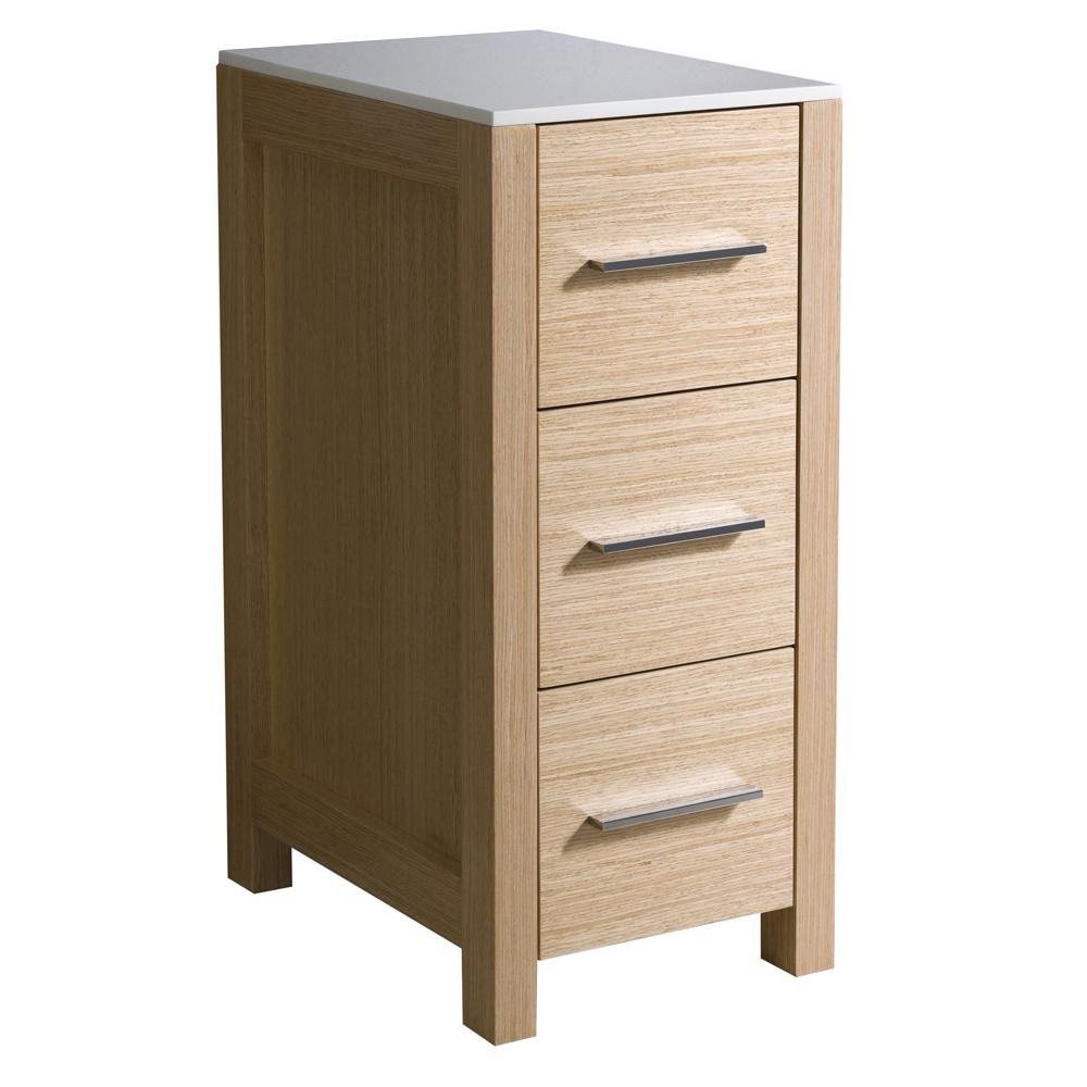 fresca torino 12 inch light oak bathroom linen side cabinet without top - fst6212lo (base only - top not included)