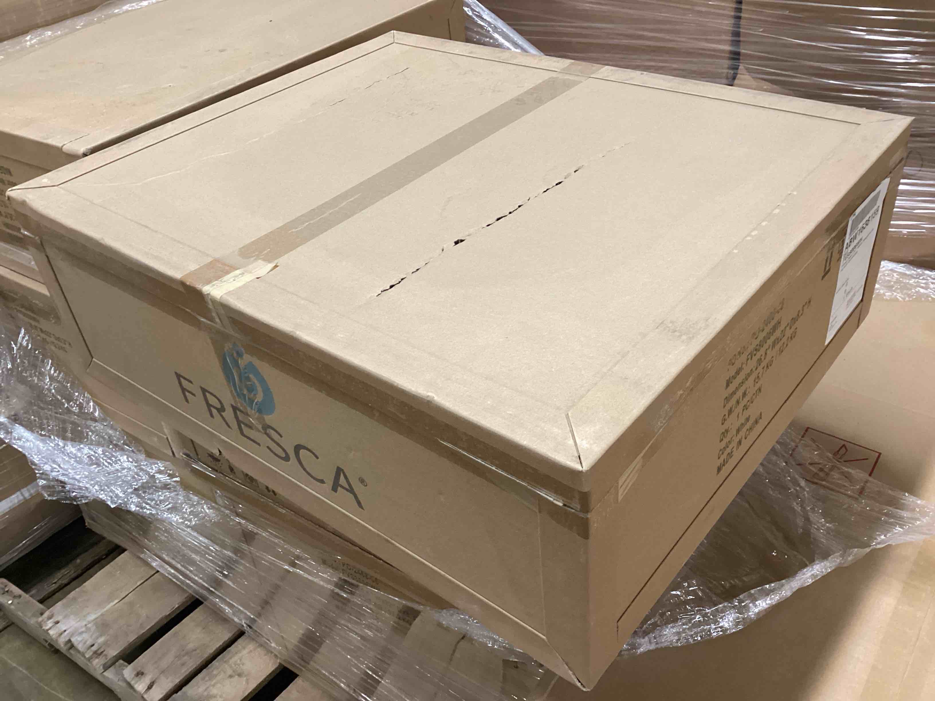 Condition photo showing New/Like New for fresca nano acrylic 23.38-in drop-in rectangular modern white bathroom sink - fvs8006wh