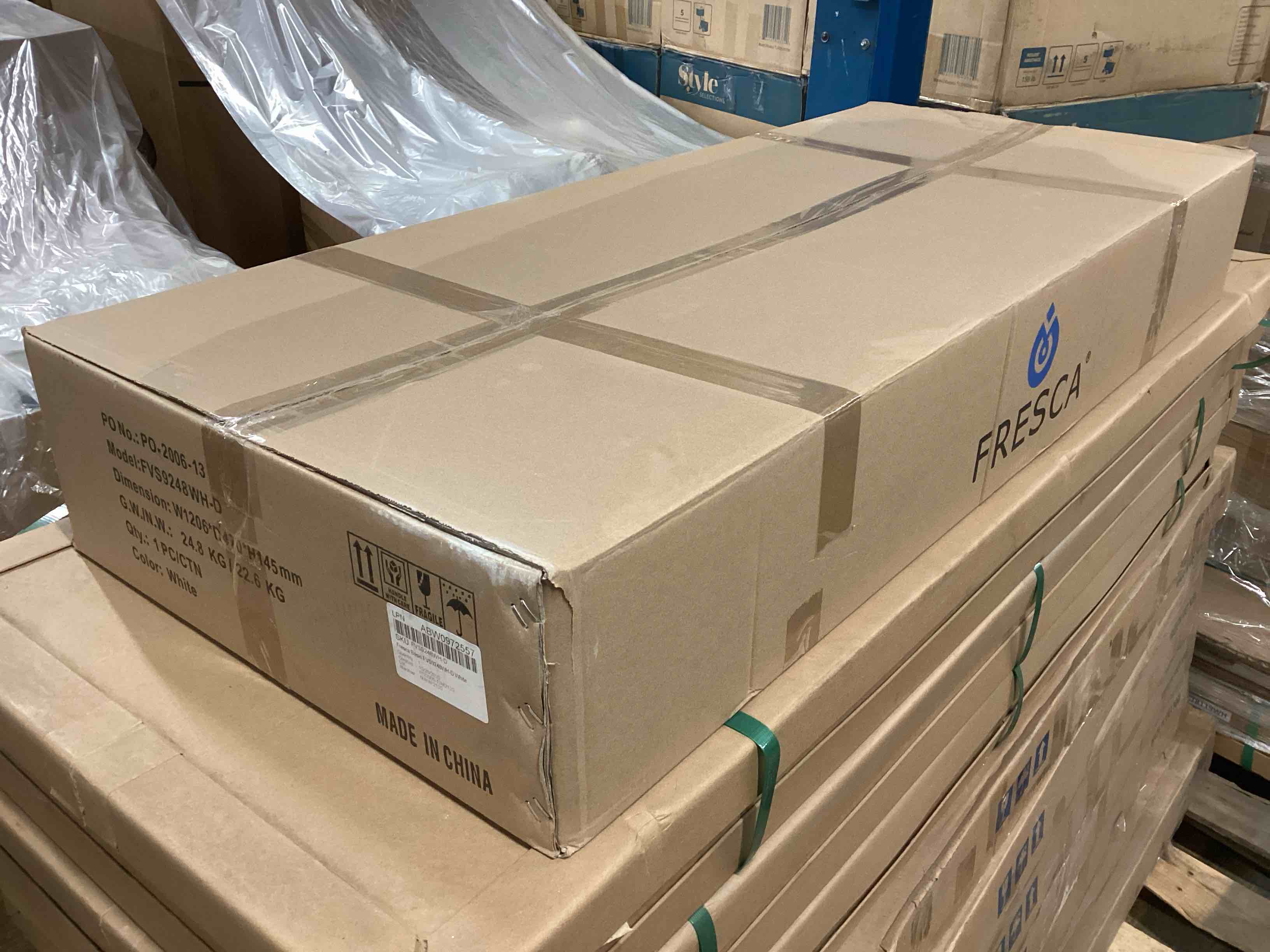 Condition photo showing Brand New for Fresca 48in x 18.5in White Acrylic Double Sink Basin Only - FVS9248WH-D (Sink Basin Only - Cabinet Not Included)