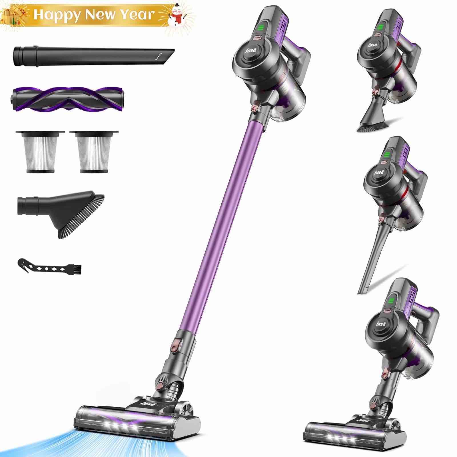 inse cordless vacuum cleaner,6-in-1 stick handheld vacuum 25kpa ultra-light for carpet floor pet hair,n660